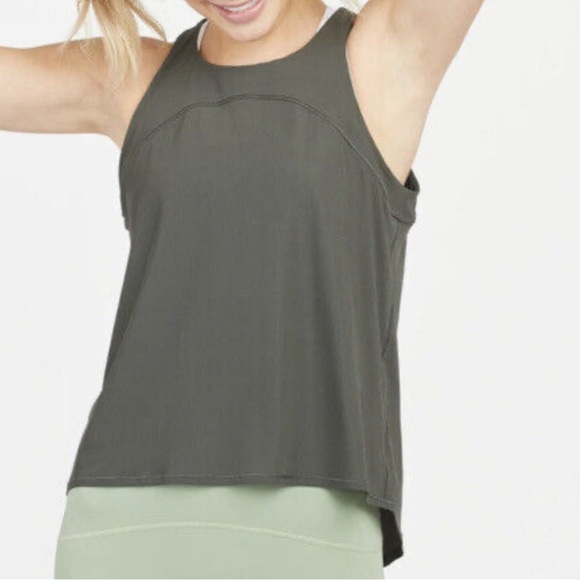 Spanx Women’s Go Lightly Tank Size Large Tie Open Back Dark Palm Griege Active - Picture 3 of 13